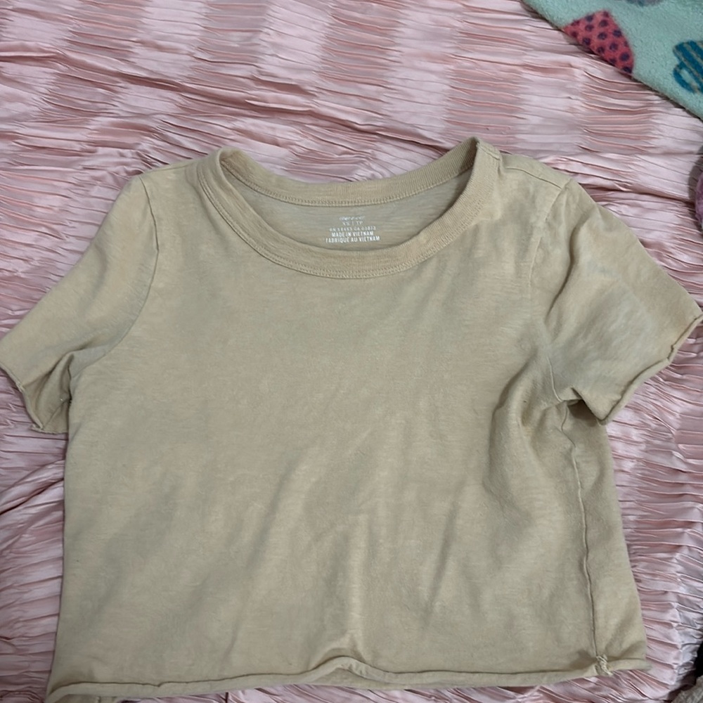 Yellow/tan crop top shirt size xs